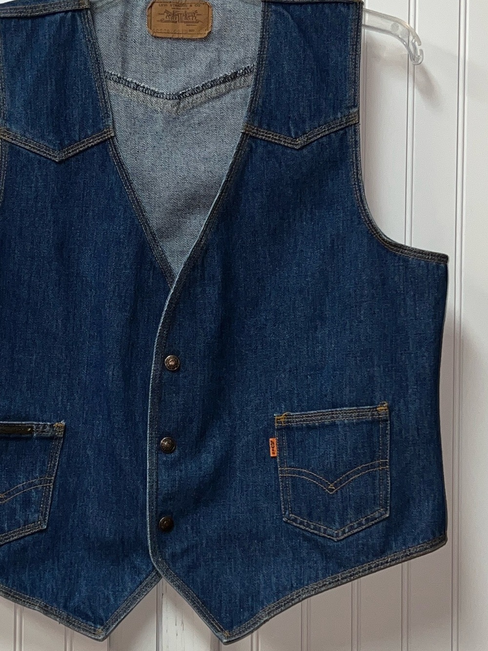 Levis Orange Tab Western Denim Jean Vest L Vintage